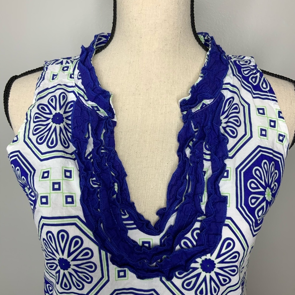 TRACY NEGOSHIAN Blue ruffle sleeveless dress - Picture 5 of 6